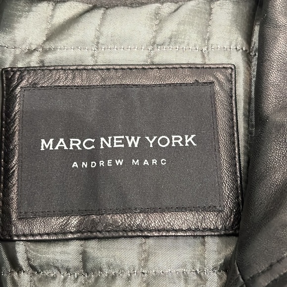 marc New York Andrew Marc black leather heavy men’s coat size medium - Picture 9 of 16